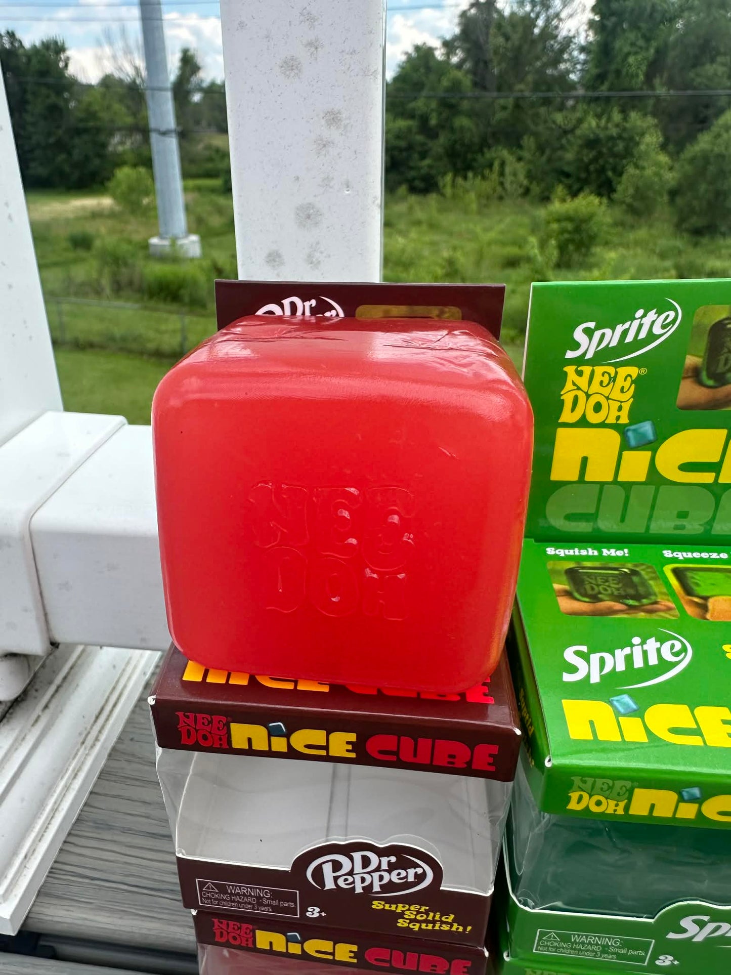 Needoh Squishy Cube in Softdrink theme - Red, Dr. Pepper