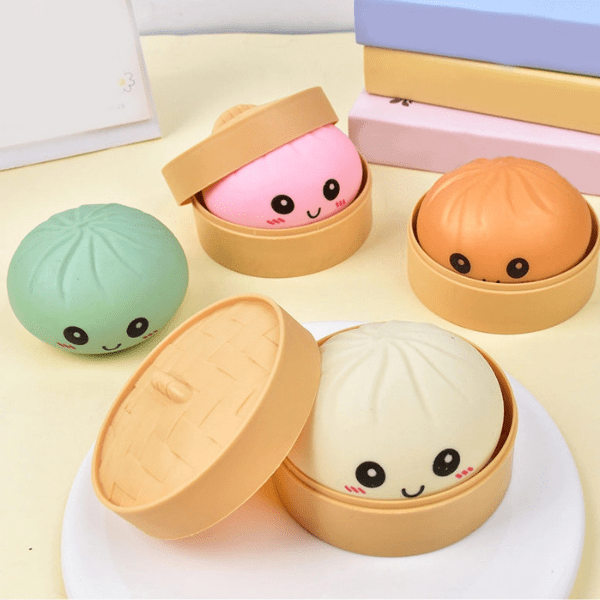 Cute Slow-rise Squishy Dumpling sensory toy for fidgeting and stress relief